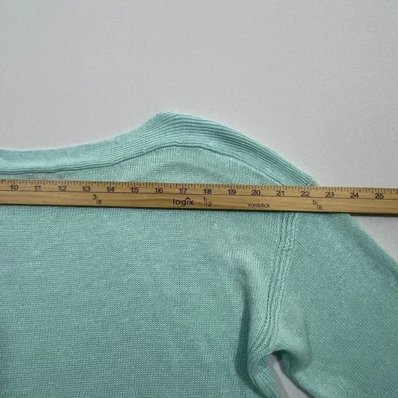 Talbots Sweater 100% Linen Boat Neck 3/4 Sleeve Mint Green Womens Size LP - Picture 9 of 9